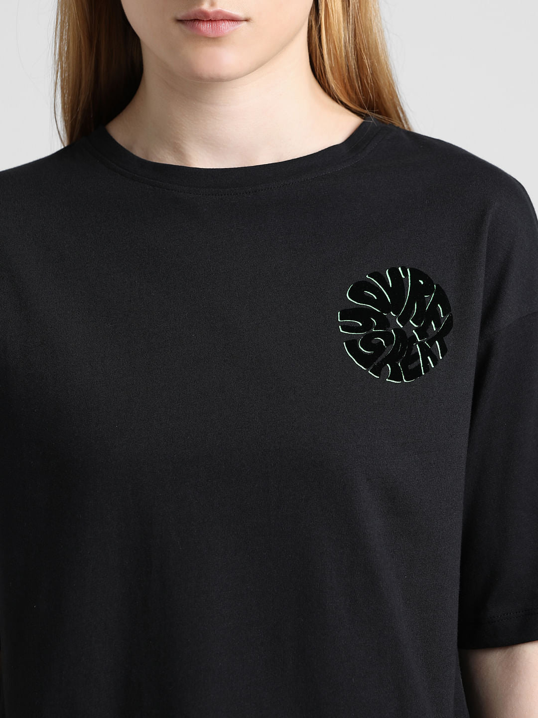 Black Printed Boxy Fit T-Shirt