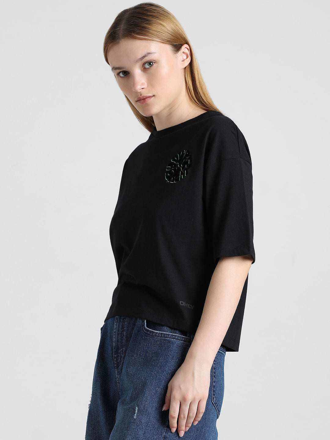 Black Printed Boxy Fit T-Shirt