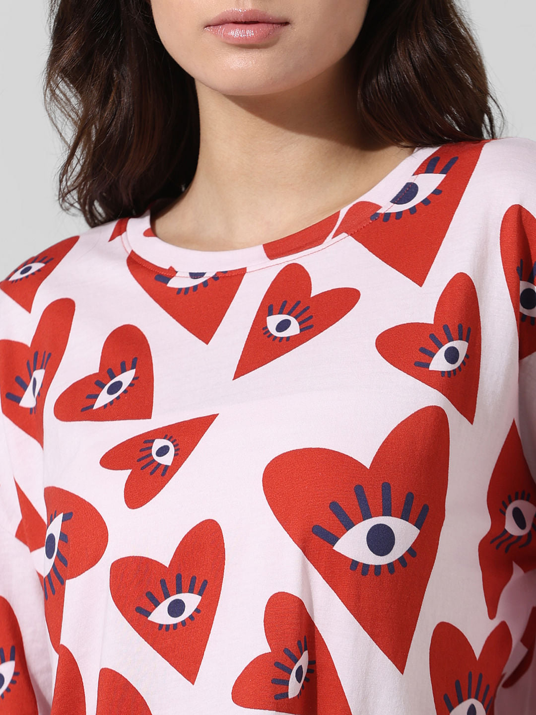Red Printed Boxy Fit T-Shirt