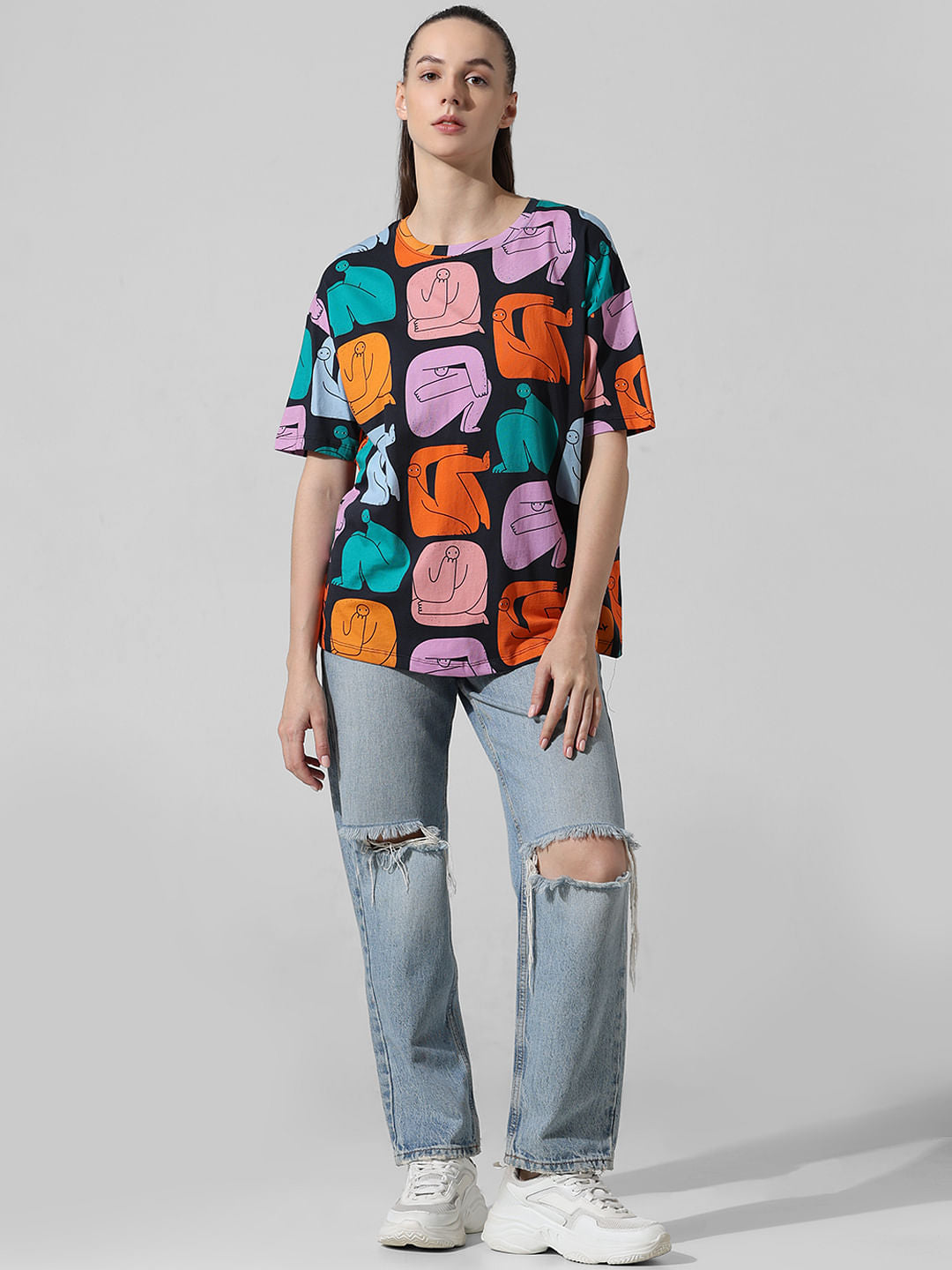 Black Printed Oversized T-Shirt