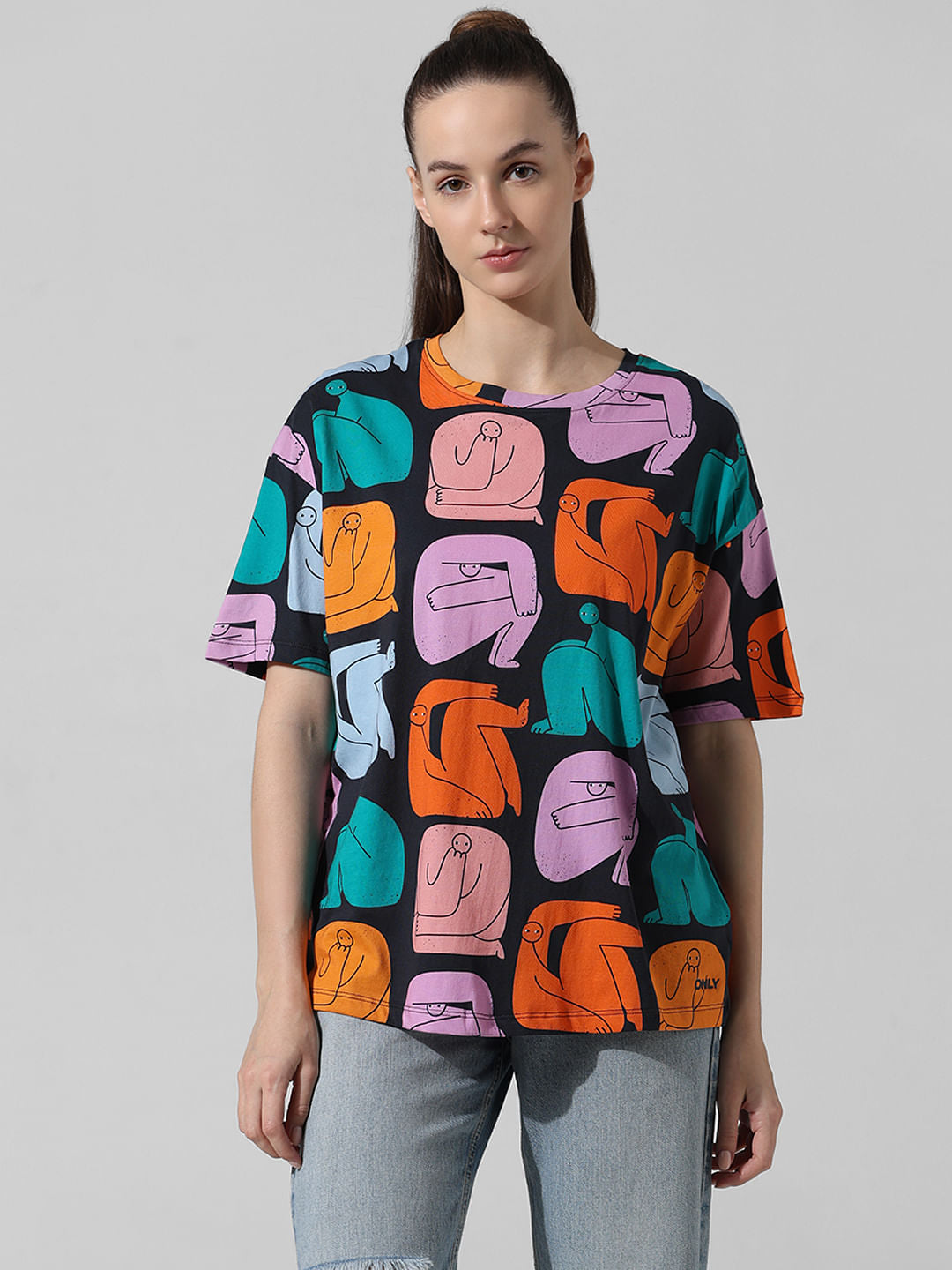 Black Printed Oversized T-Shirt