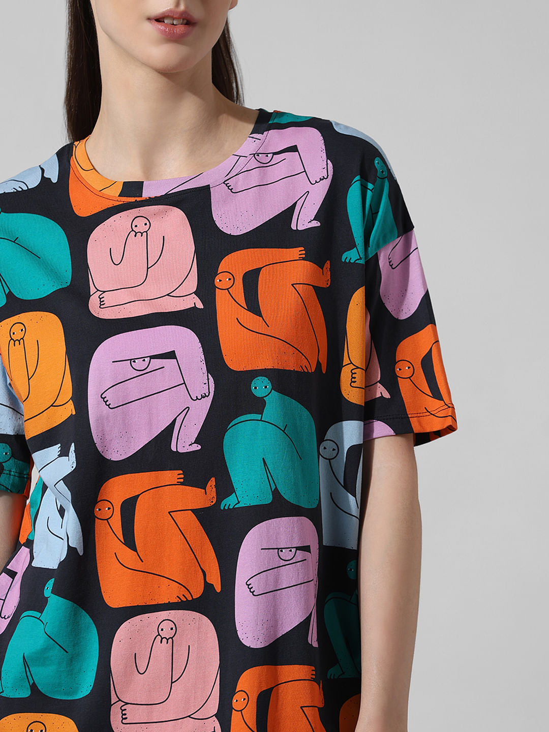 Black Printed Oversized T-Shirt