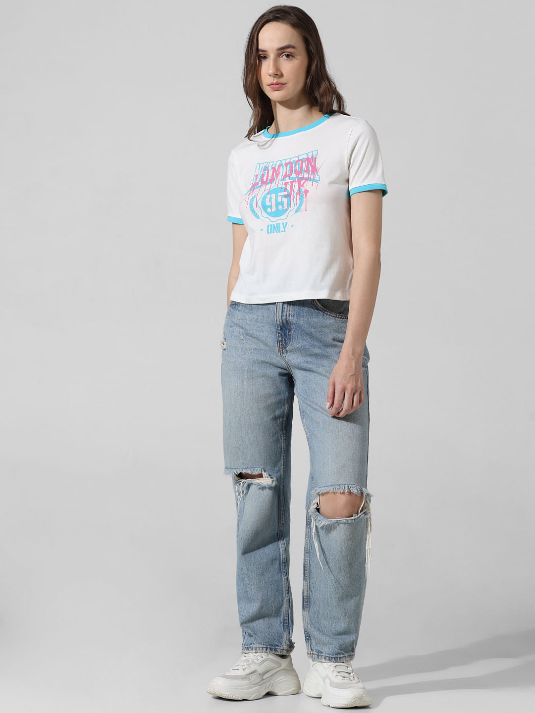 White Printed Cotton T-Shirt