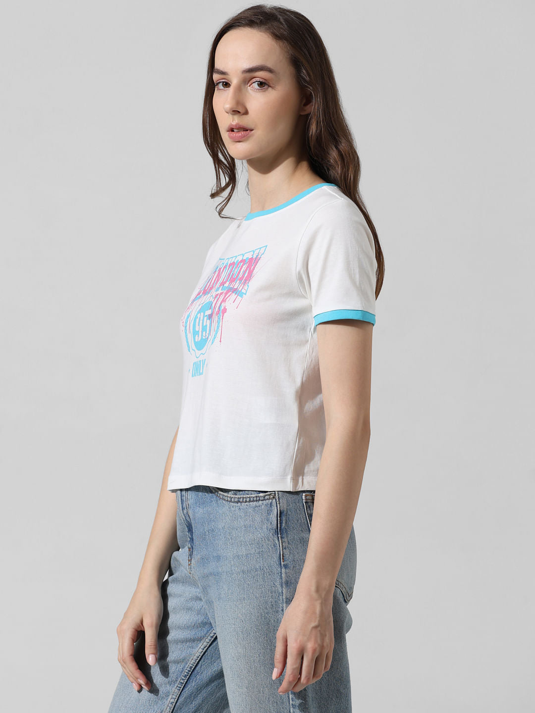 White Printed Cotton T-Shirt
