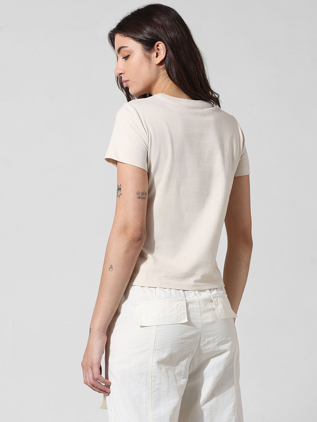 Beige Printed T-Shirt