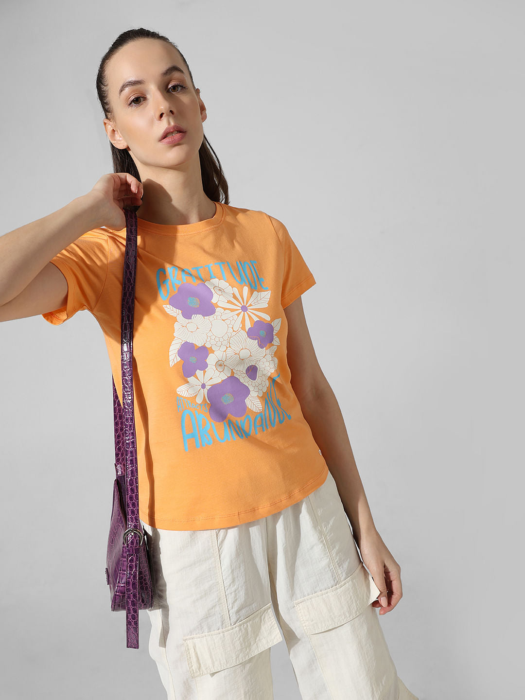Orange Printed T-Shirt