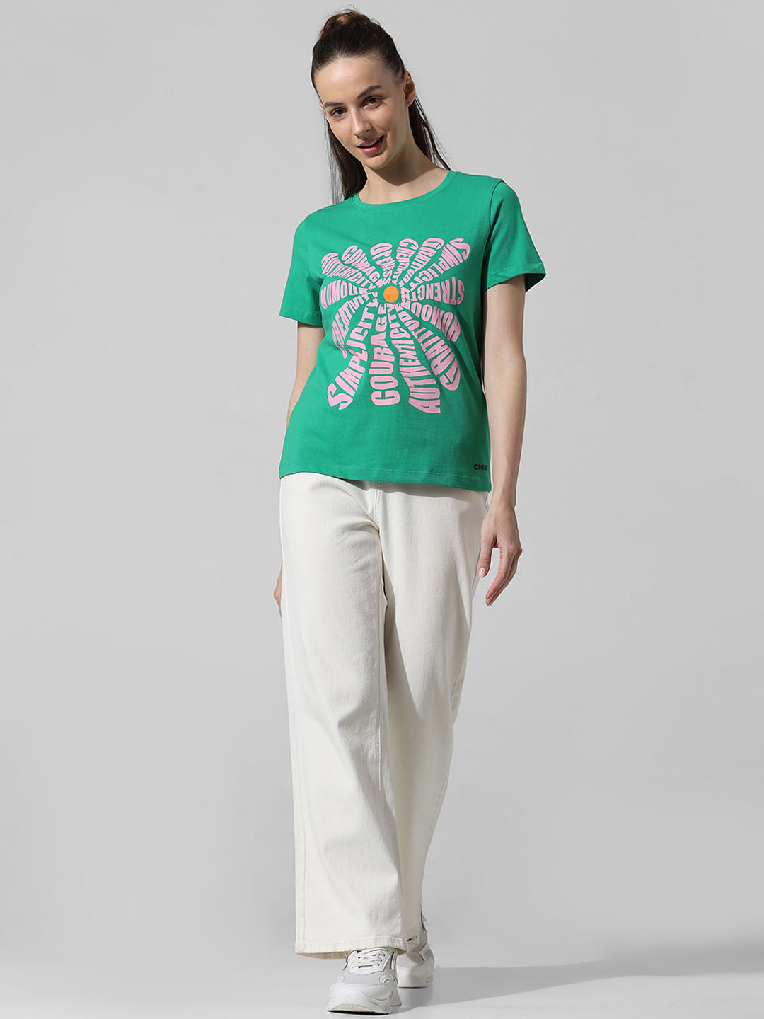 Green Printed Cotton T-Shirt
