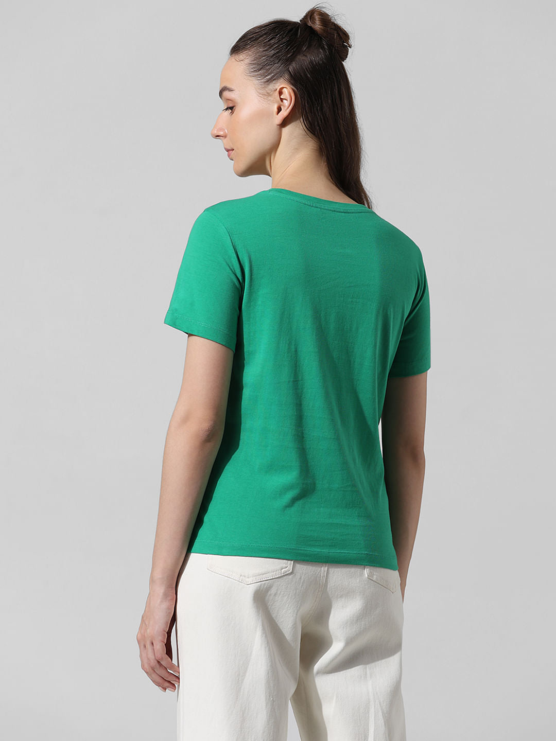 Green Printed Cotton T-Shirt