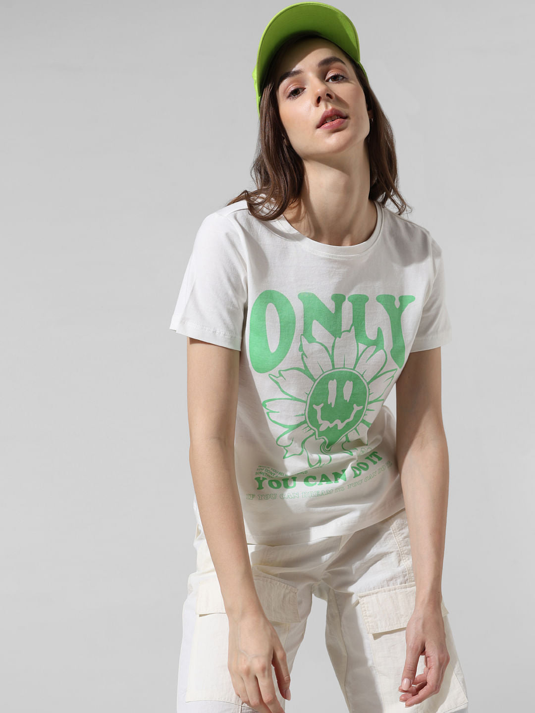 White Printed Cotton T-Shirt