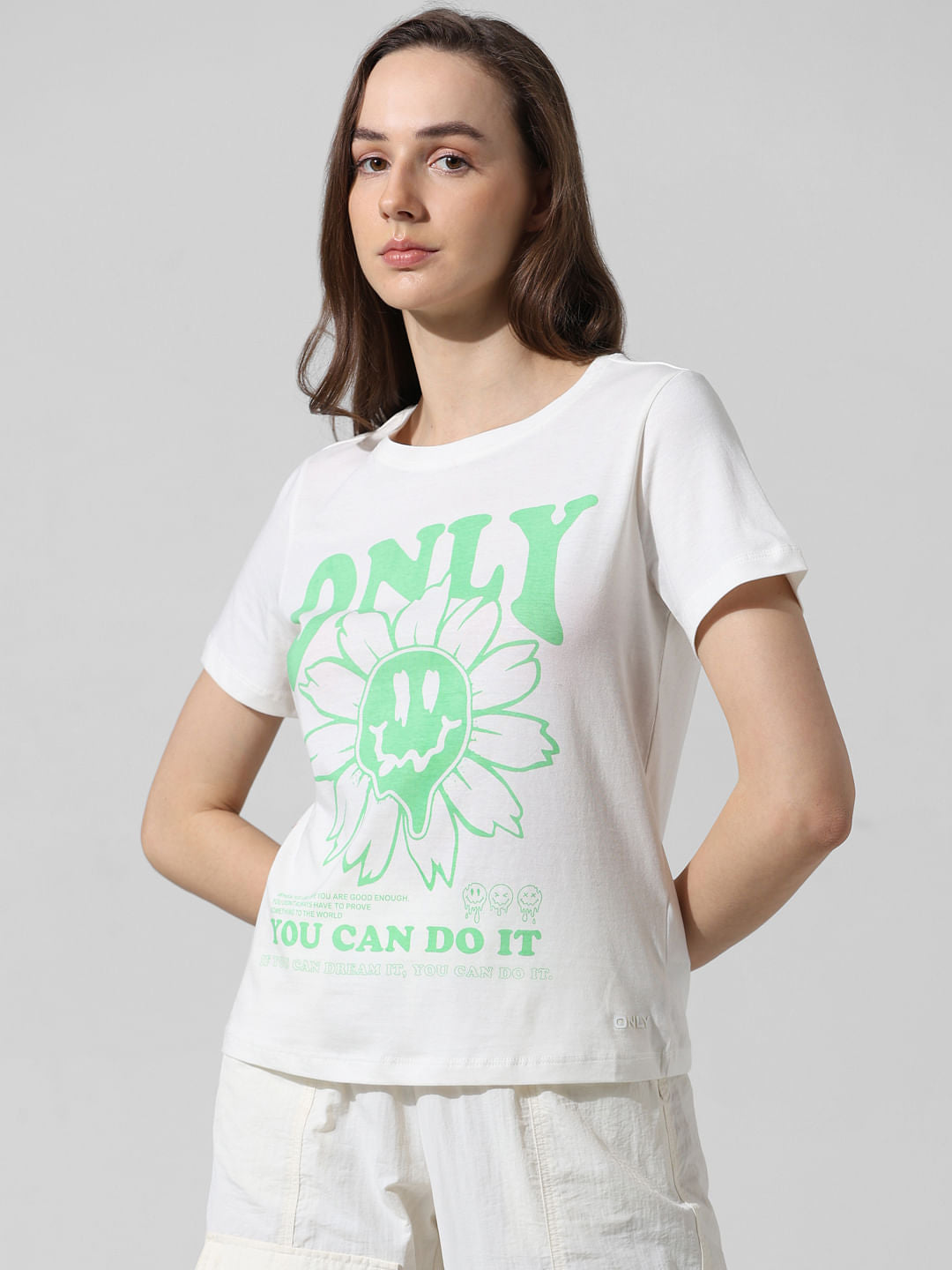 White Printed Cotton T-Shirt