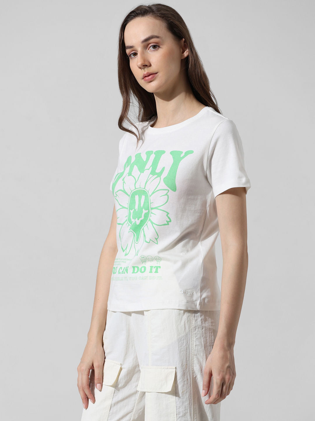 White Printed Cotton T-Shirt