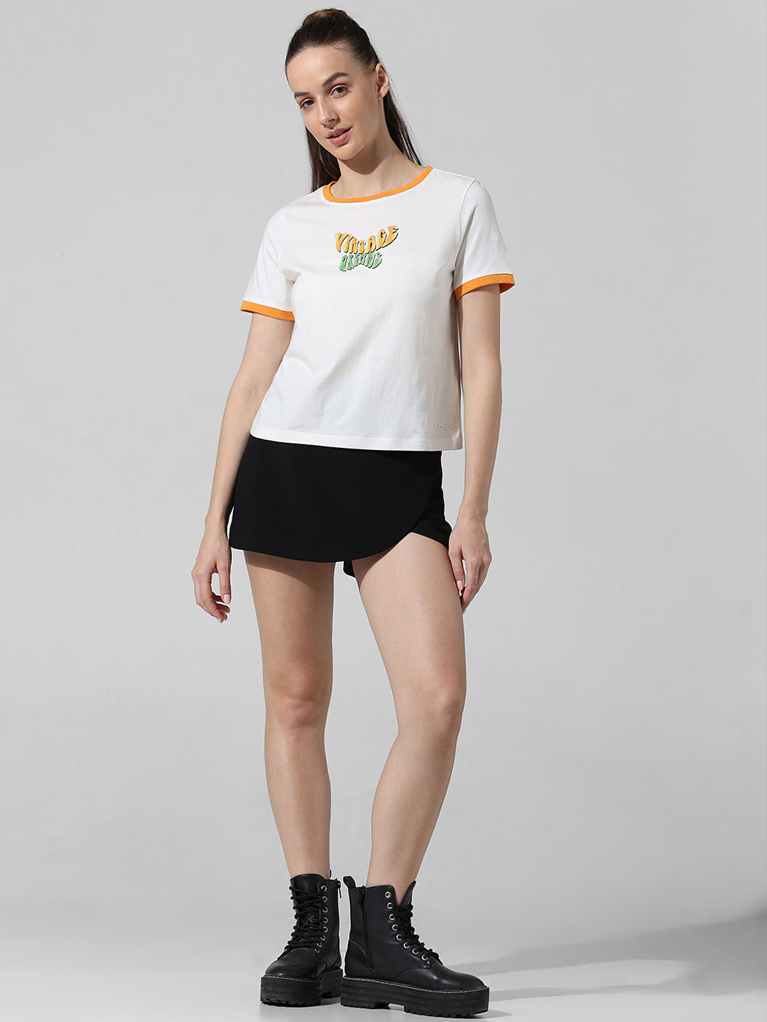 White Printed Cotton T-Shirt