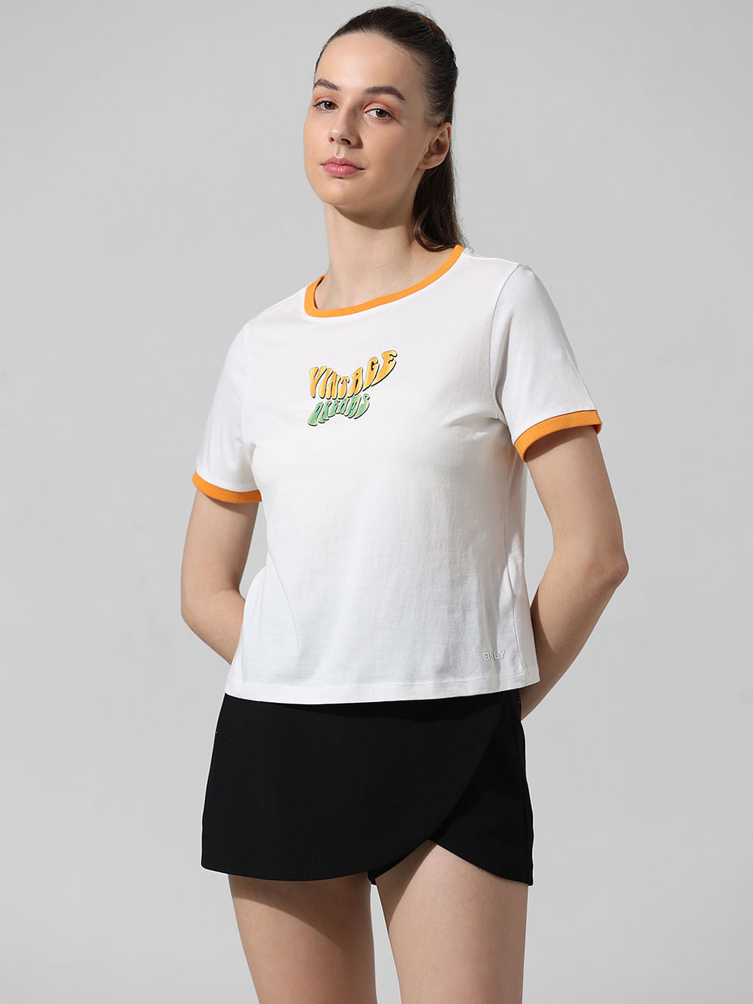 White Printed Cotton T-Shirt