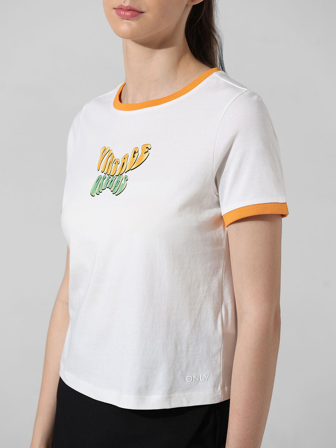 White Printed Cotton T-Shirt