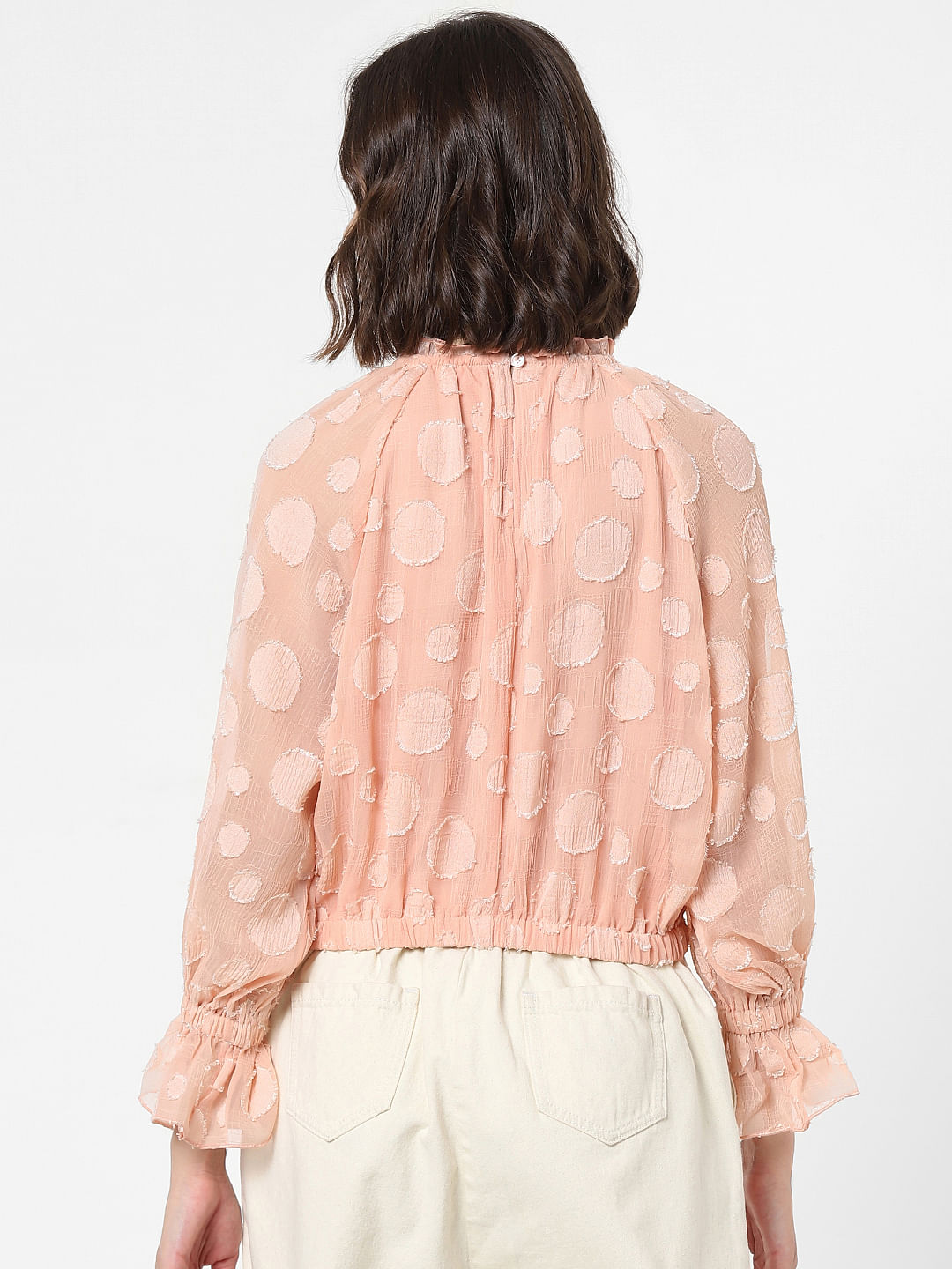 Pink Ruffled Polka Dot Top