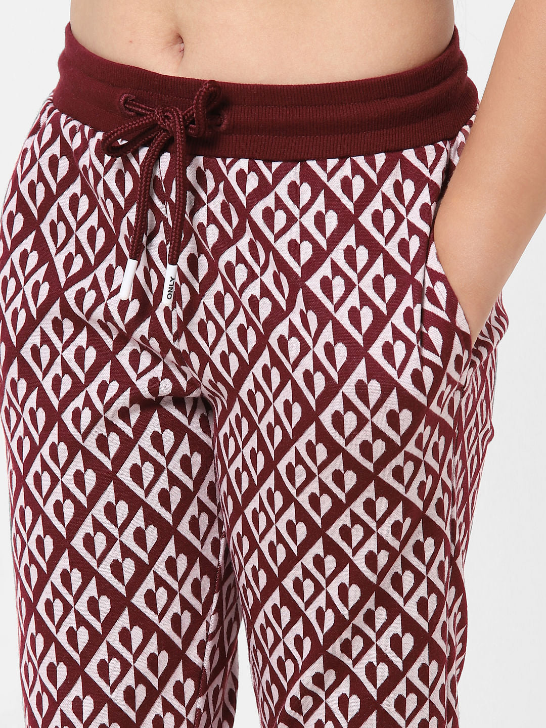 Maroon Mid Rise Printed Wide Leg Pants