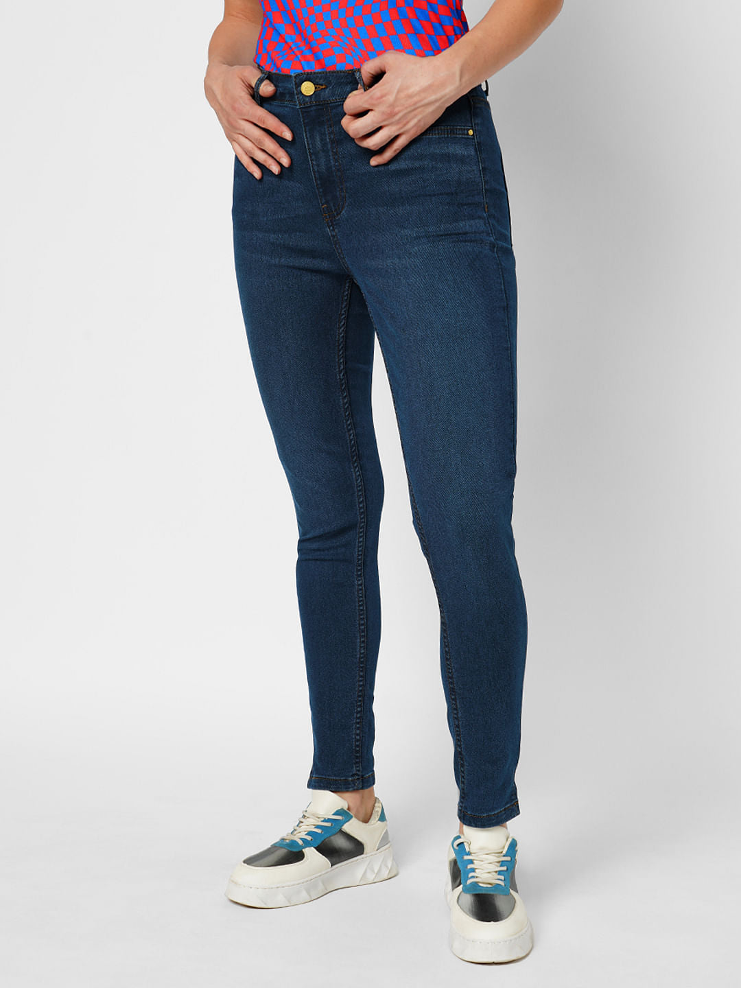 Jdy By Only Dark Blue High Rise Skinny Fit Jeggings
