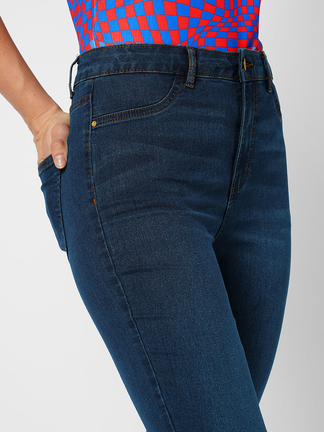 Jdy By Only Dark Blue High Rise Skinny Fit Jeggings