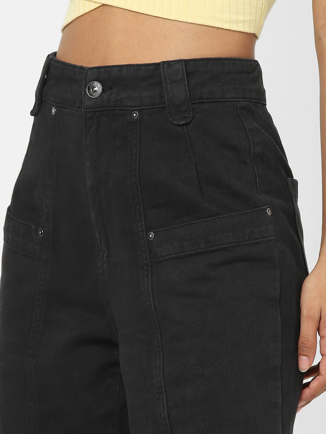 Black High Rise Carrot Fit Jeans