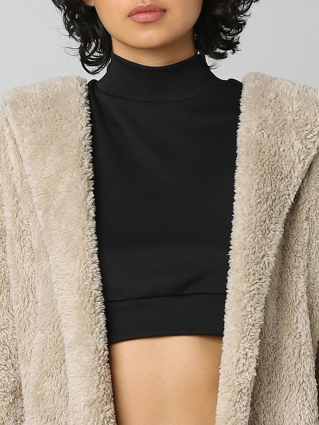 Brown Sherpa Hooded Coat