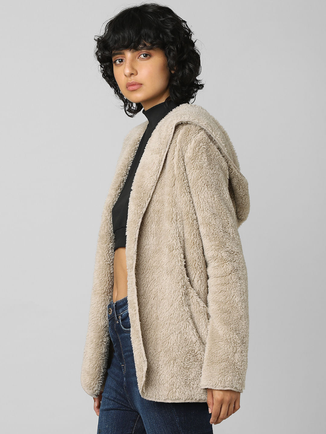 Brown Sherpa Hooded Coat