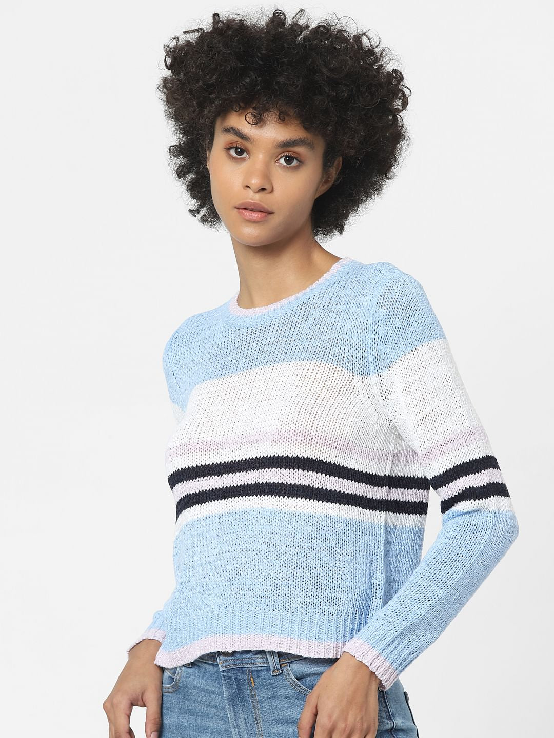 Blue Colourblocked Pullover