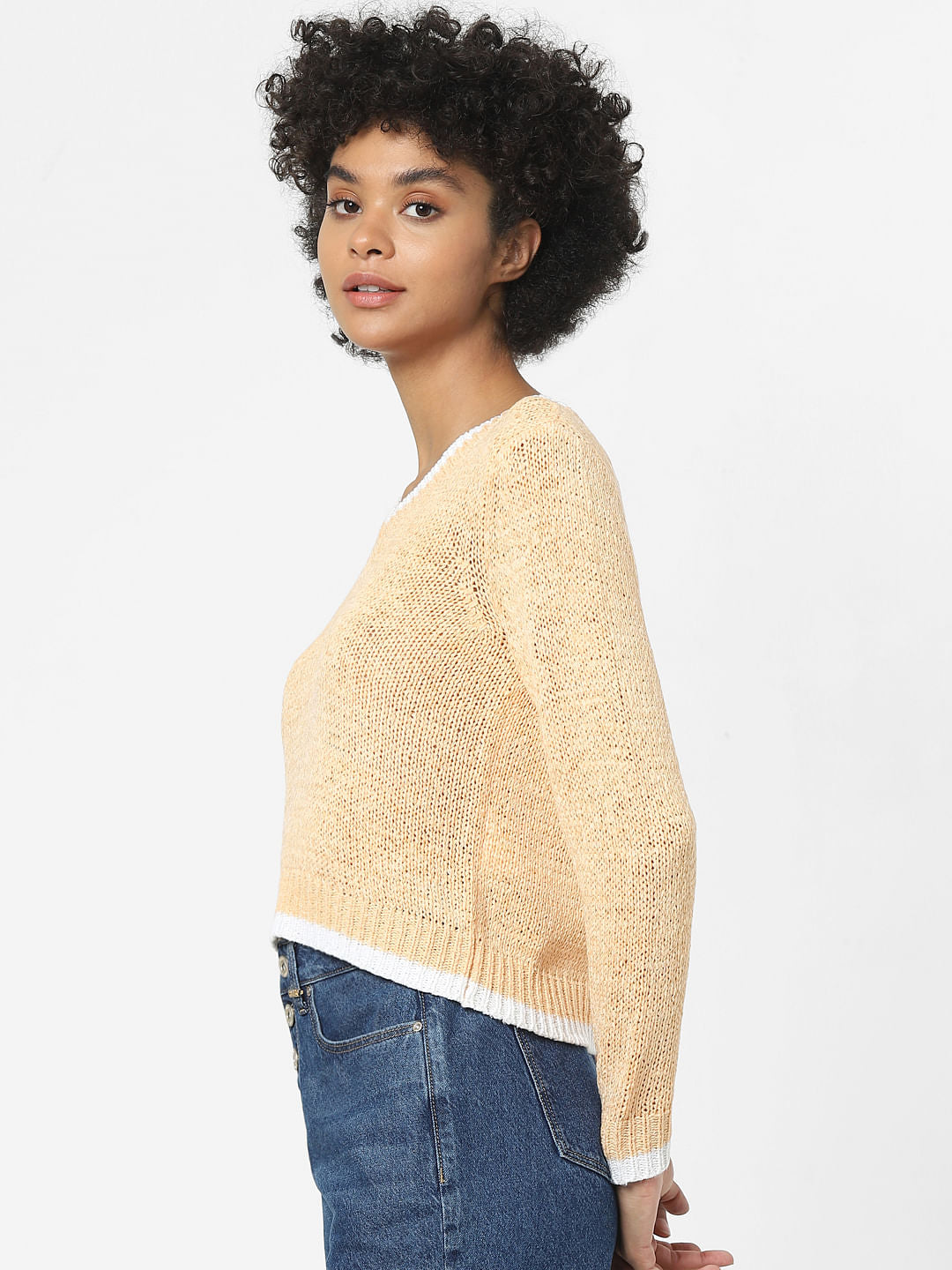 Peach V-Neck Pullover