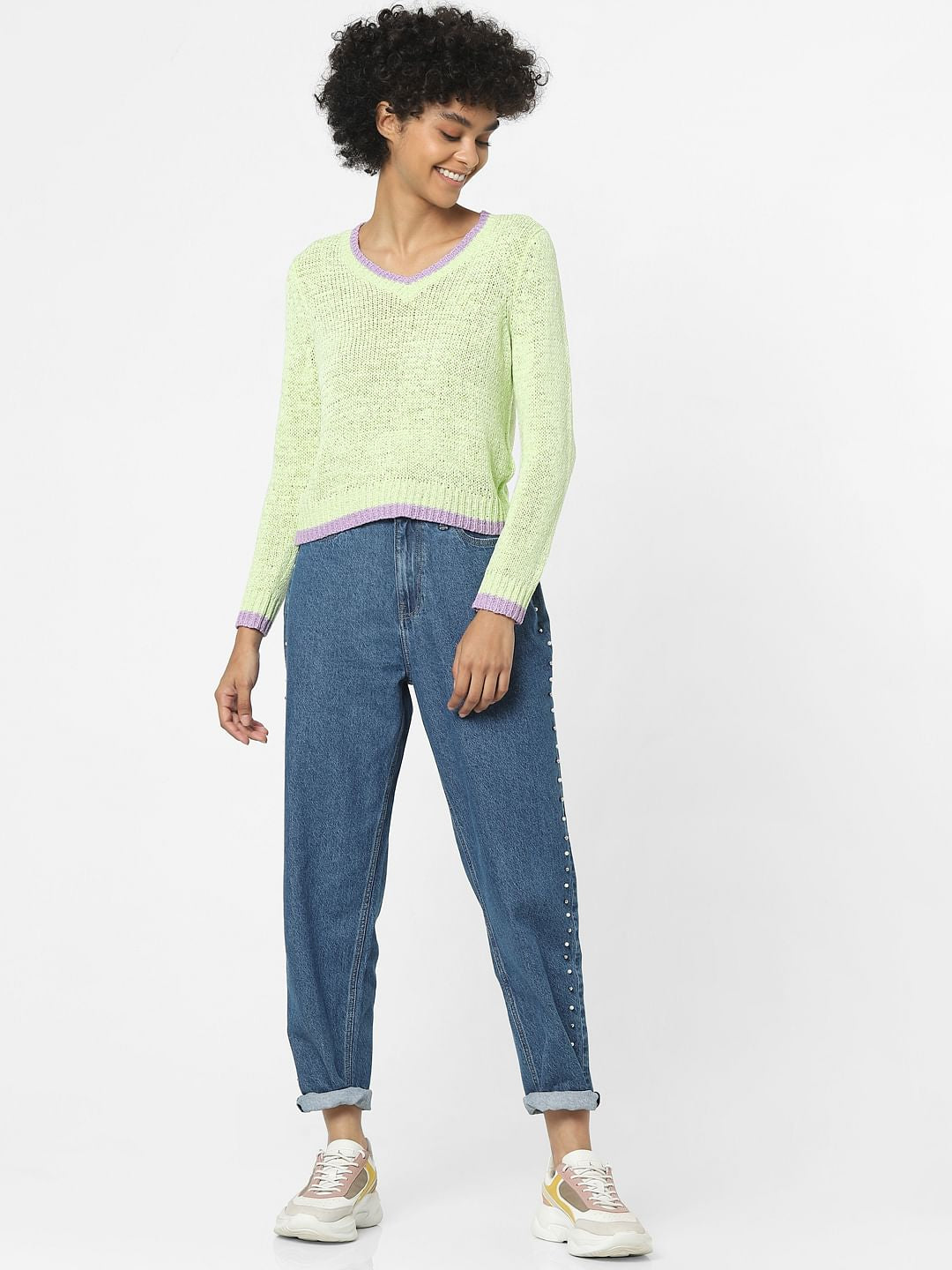 Green V-Neck Pullover
