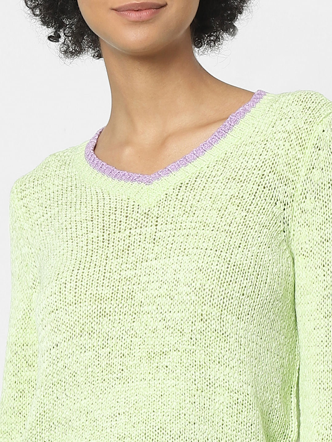 Green V-Neck Pullover