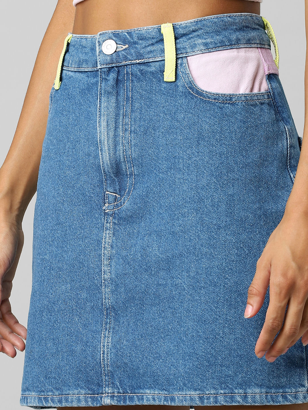 Blue High Rise Co-Ord Denim Skirt