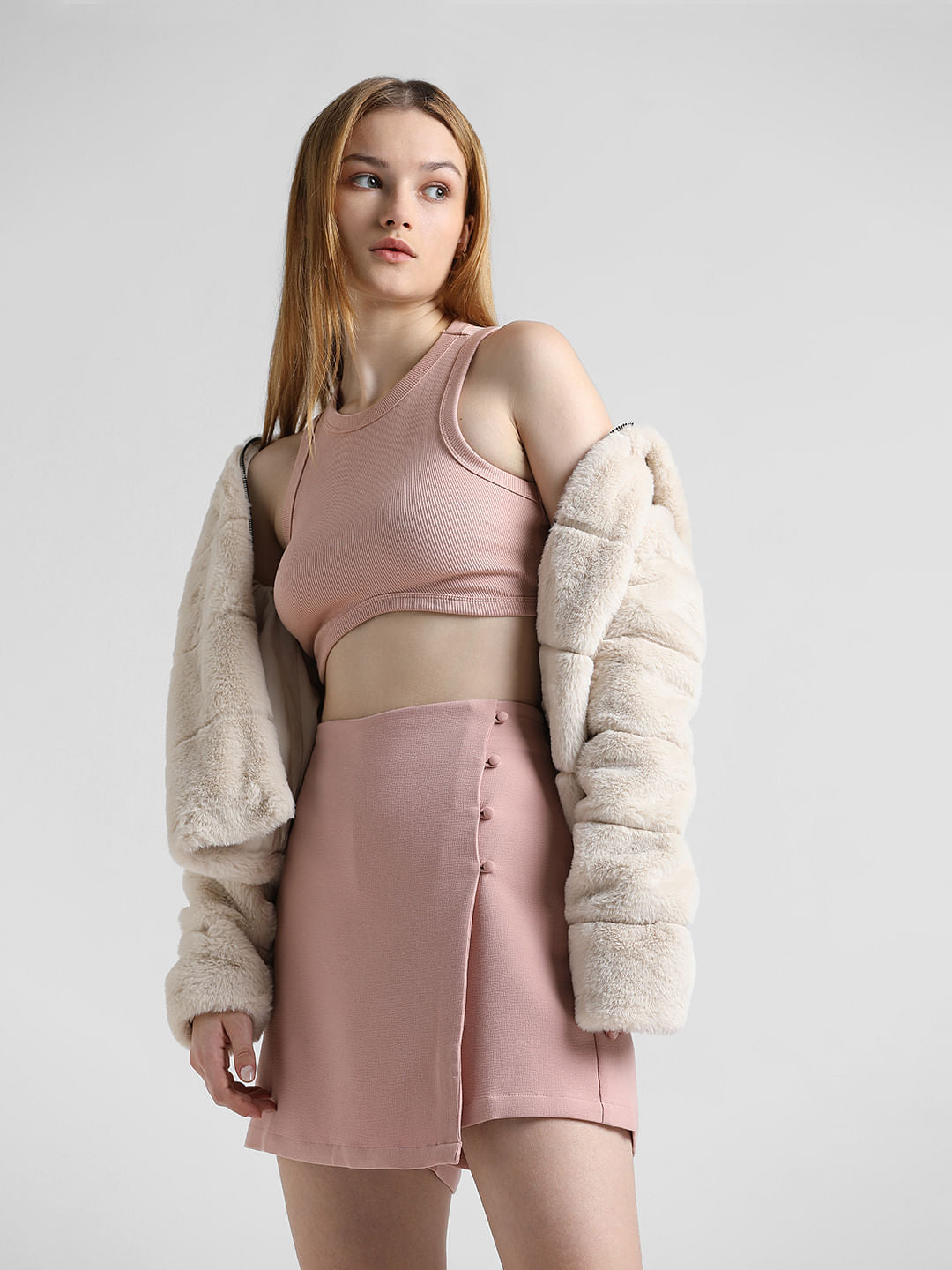 Pink High Rise Skorts