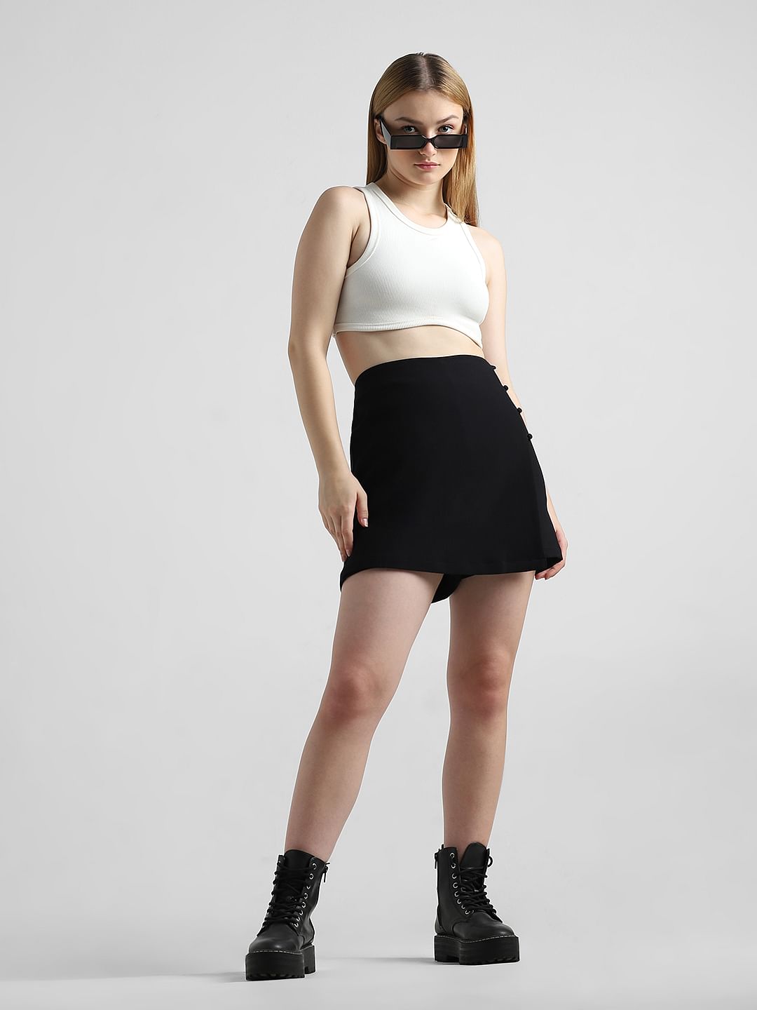 Black High Rise Skorts