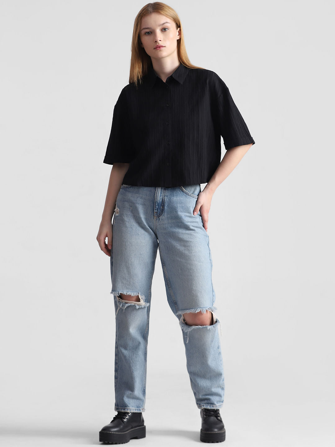 Black Textured Shirt