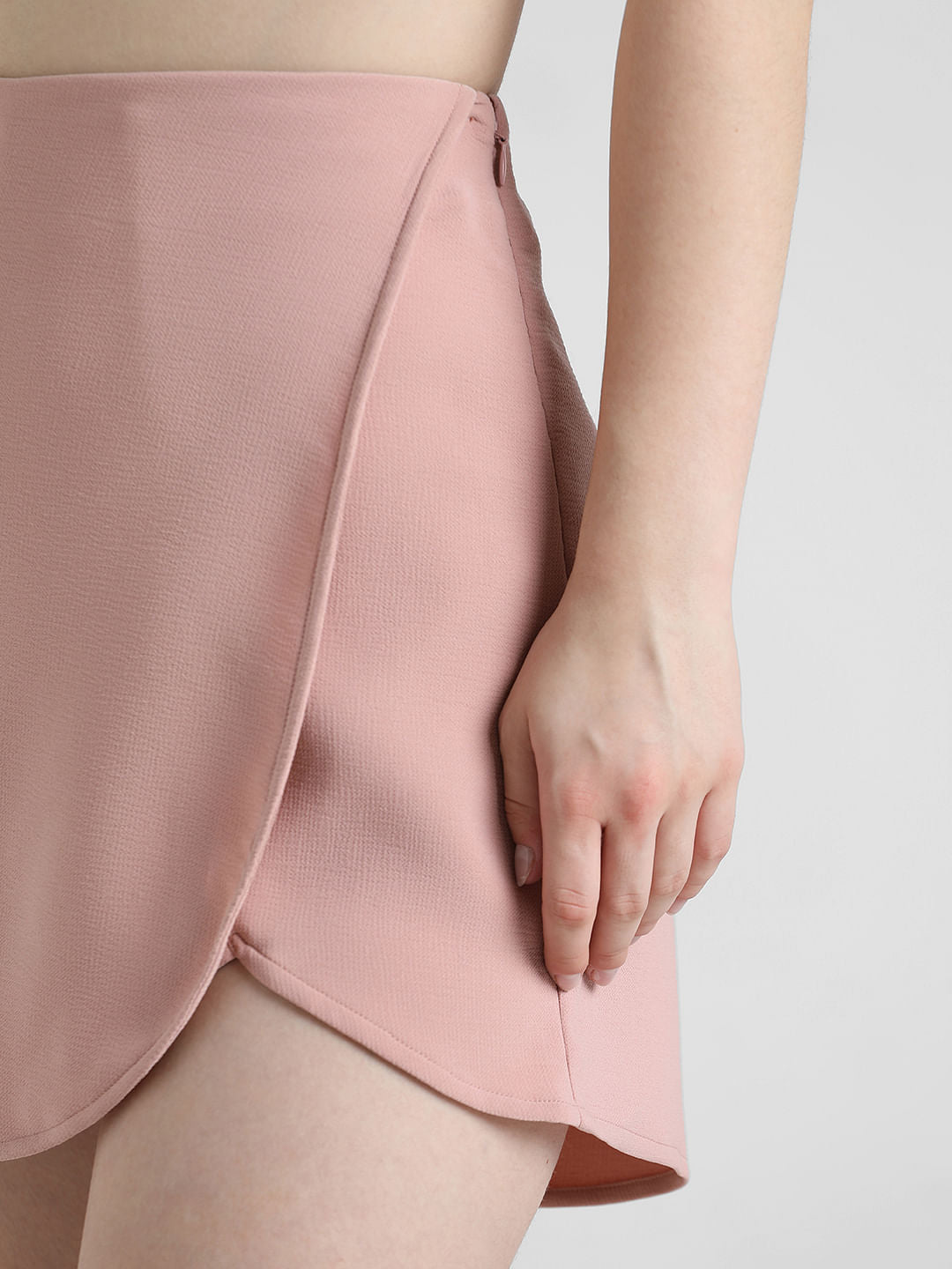 Pink High Rise Asymmetric Skorts