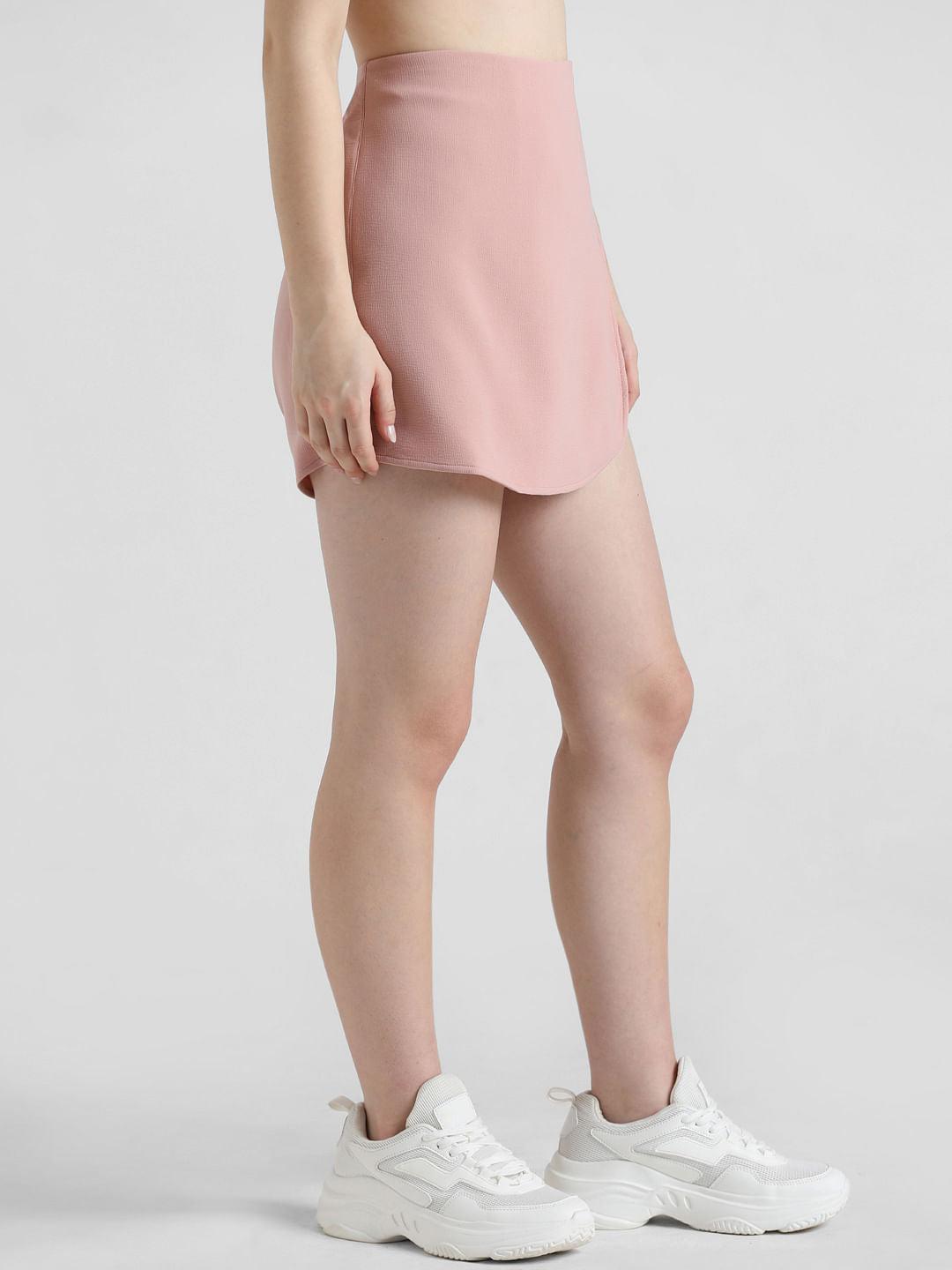 Pink High Rise Asymmetric Skorts
