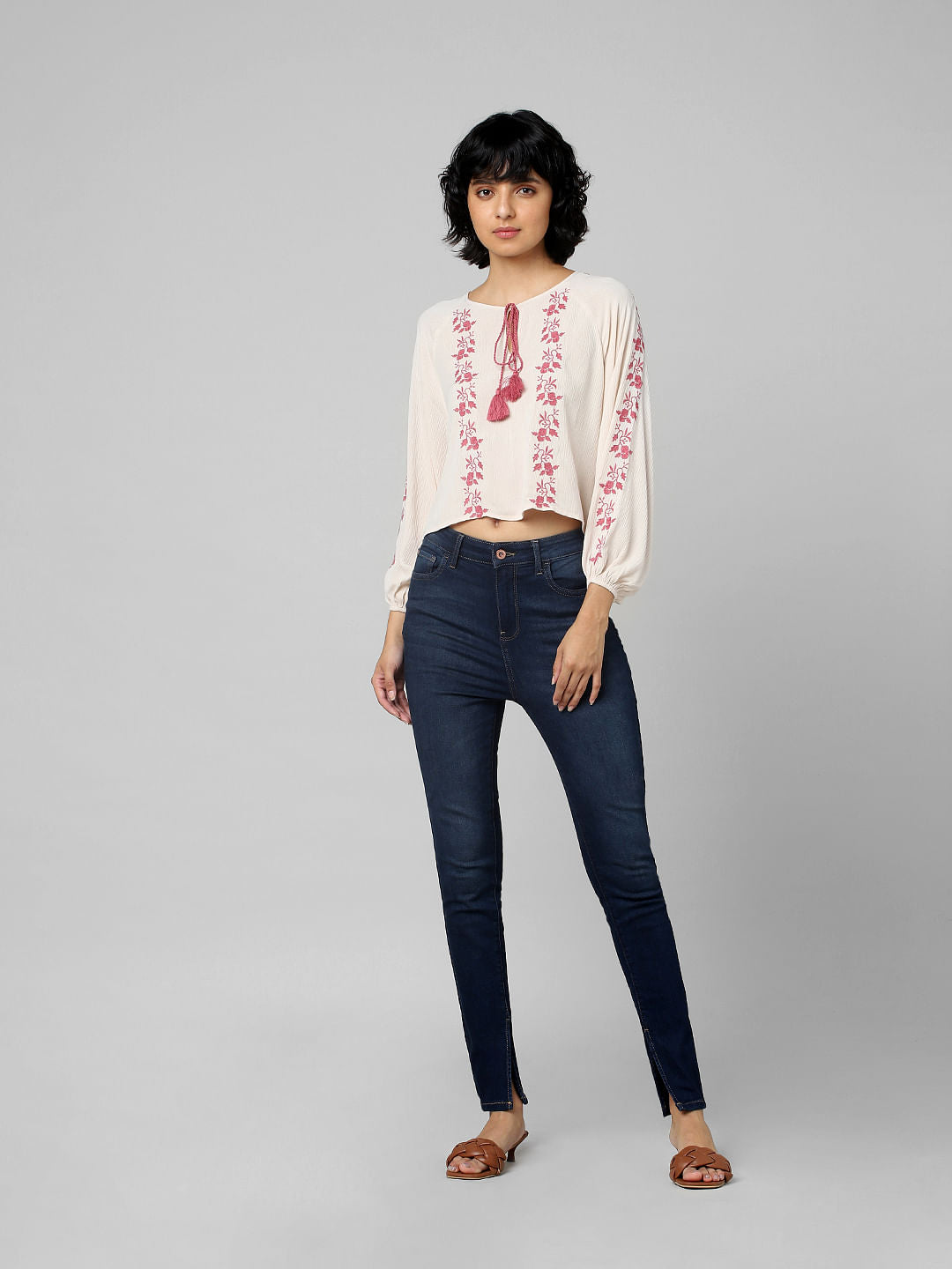 Pink Embroidered Crepe Top