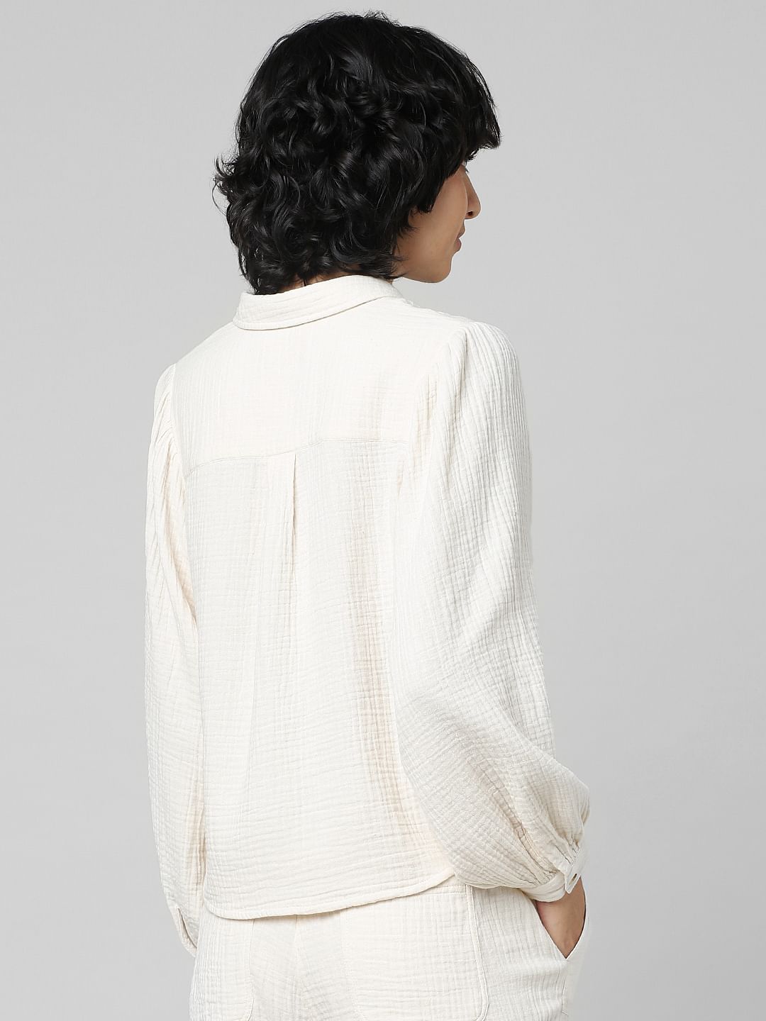 Beige Textured Co-Ord Shirt