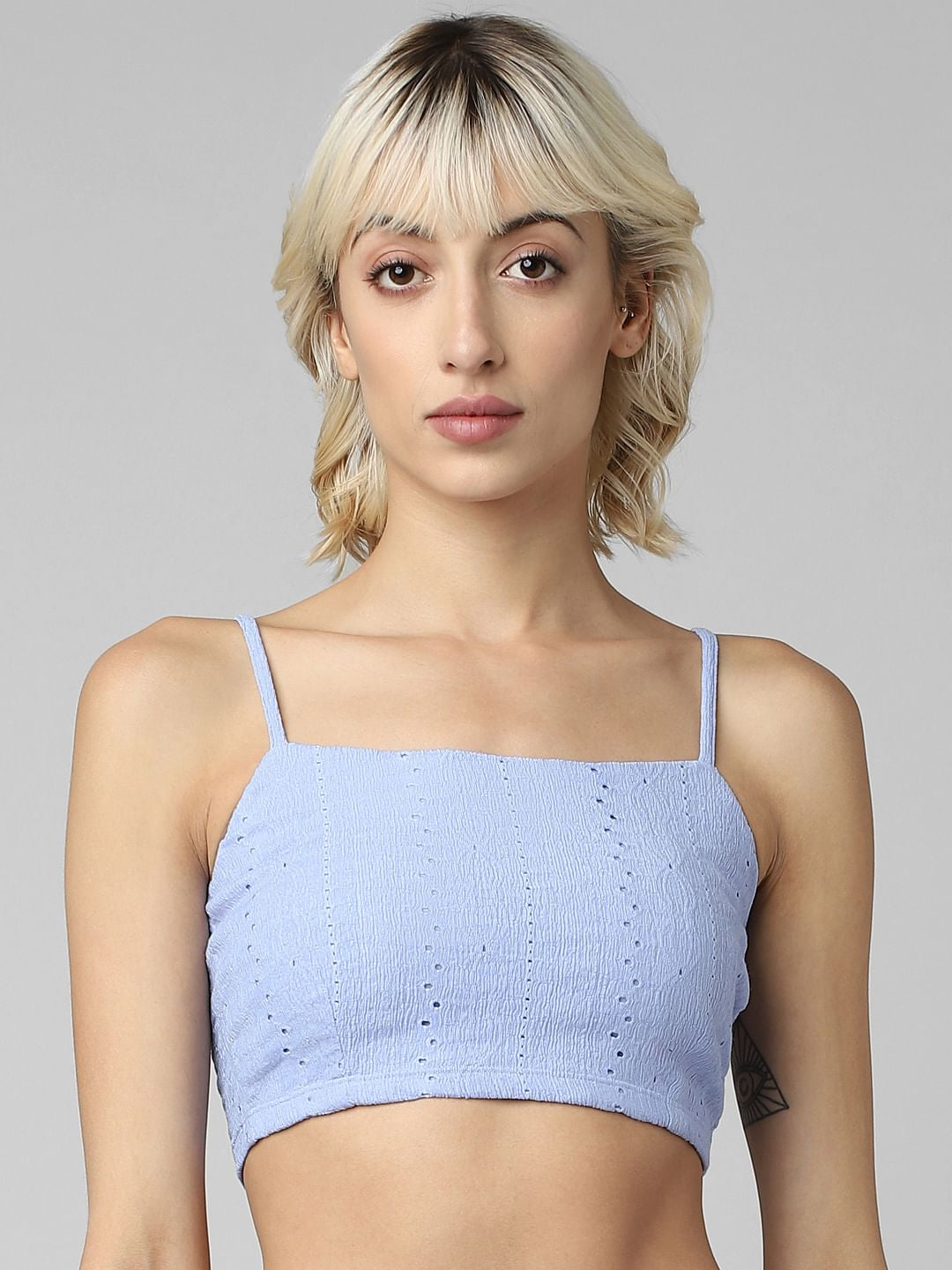 Blue Crinkle Pointelle Co-Ord Set Top