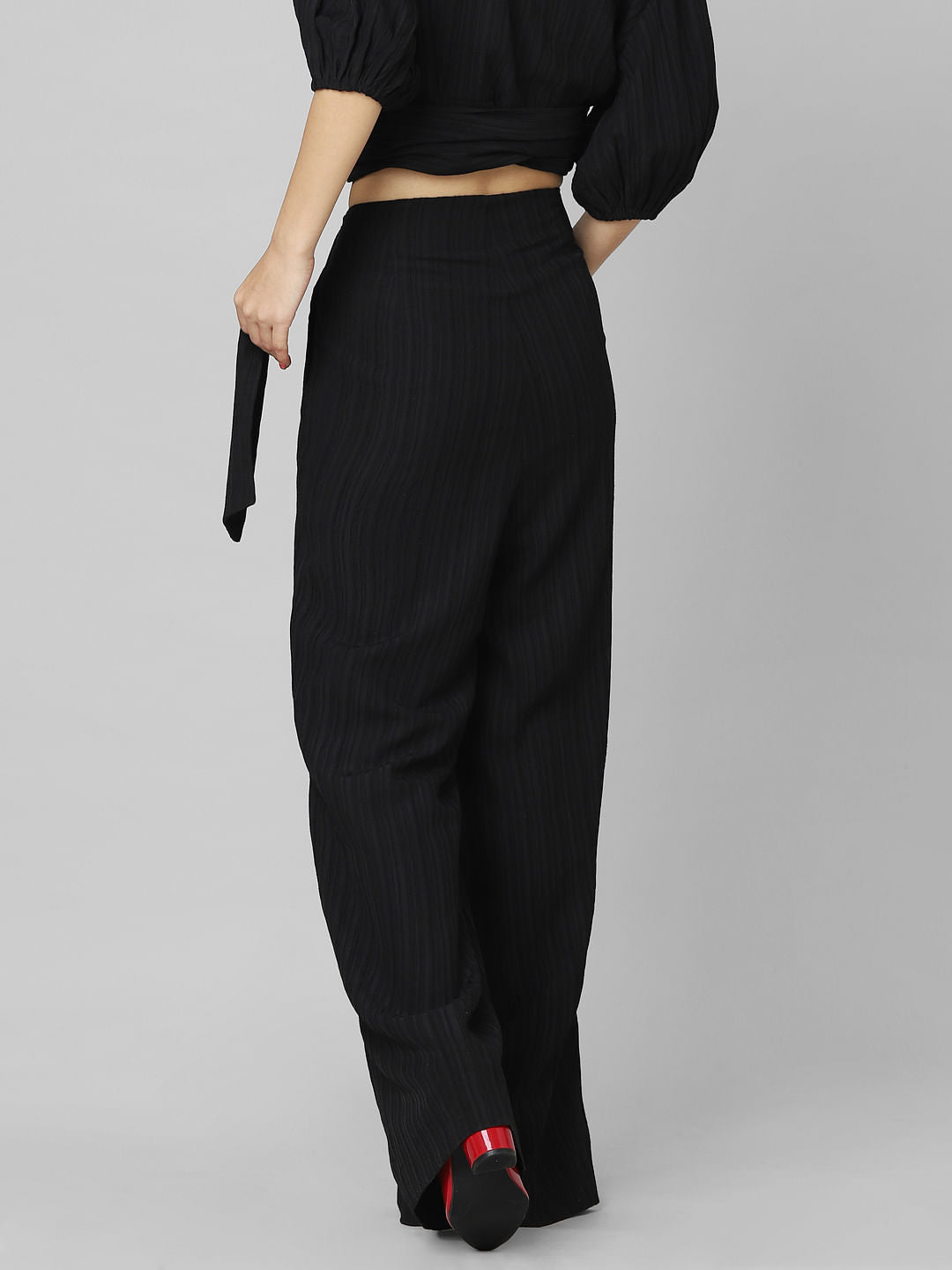 Black High Rise Wide Leg Co-Ord Pants