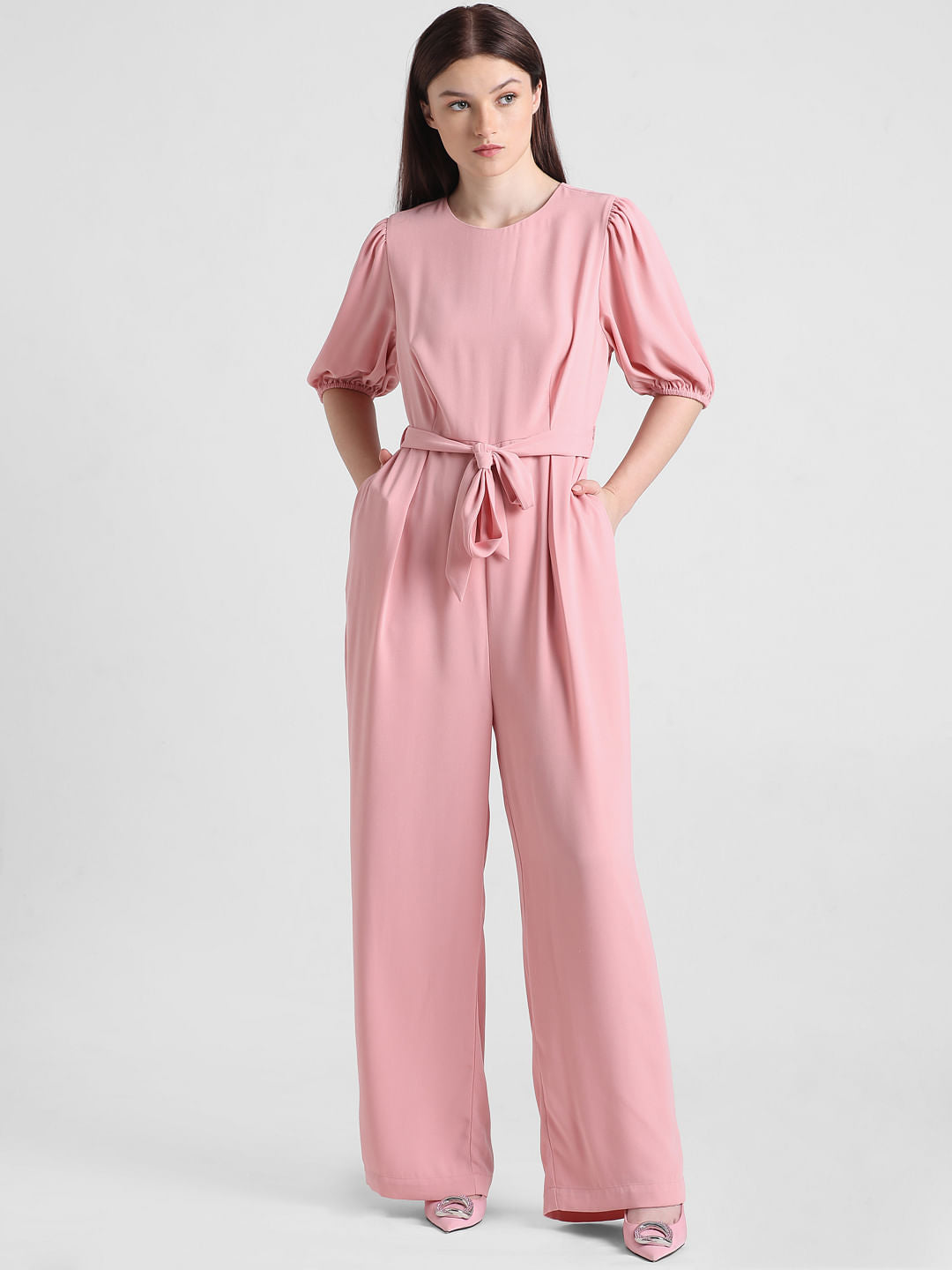 Pink Tie-Up Belt Jumpsuit
