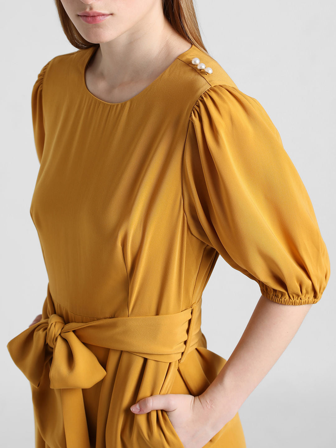 Mustard Tie-Up Belt Jumpsuit
