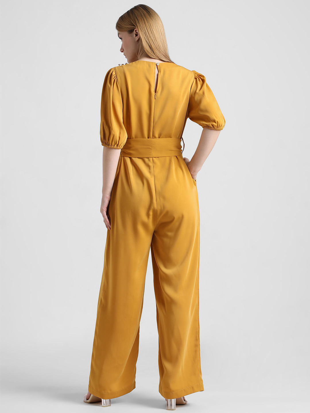 Mustard Tie-Up Belt Jumpsuit