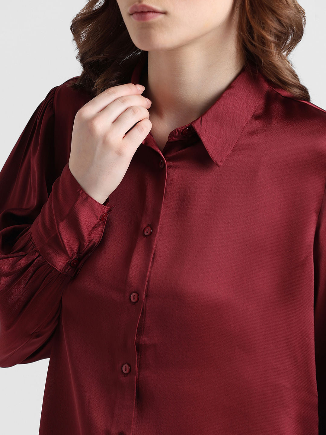 Maroon Satin Shirt