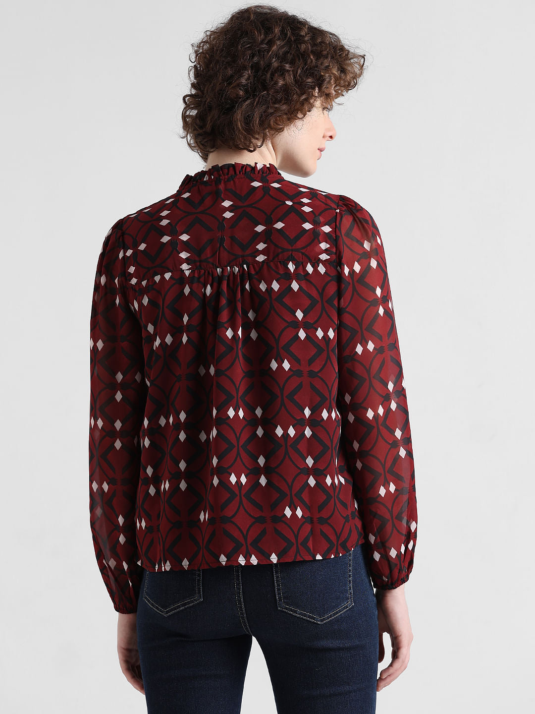 Red Printed Chiffon Top