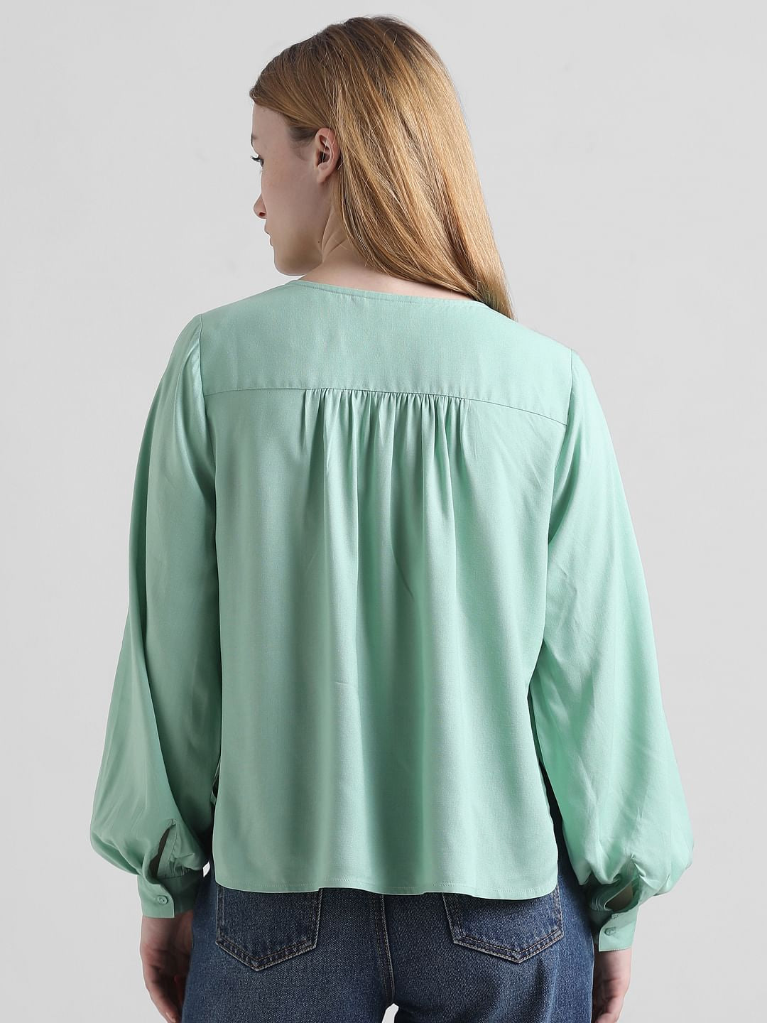 Green V-Neck Top