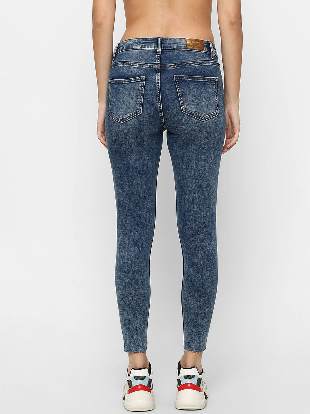 Blue High Rise Ripped Skinny Jeans