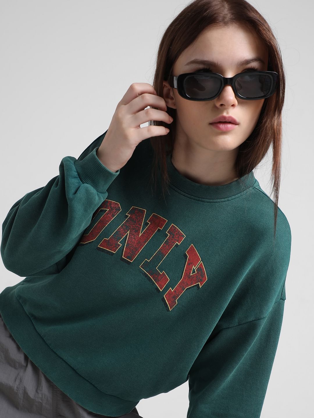 Dark Green Acid Washed Sweatshirt