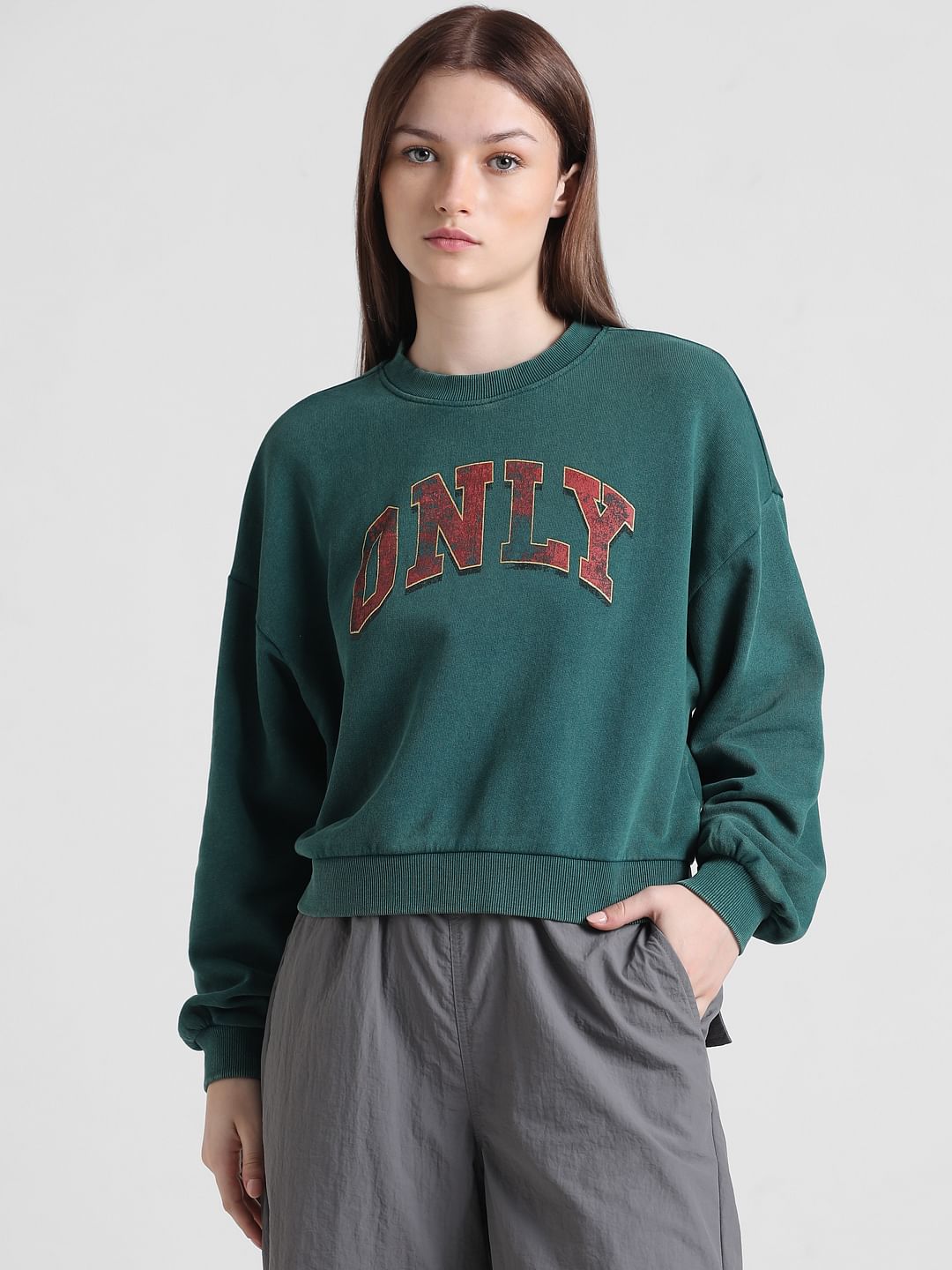 Dark Green Acid Washed Sweatshirt