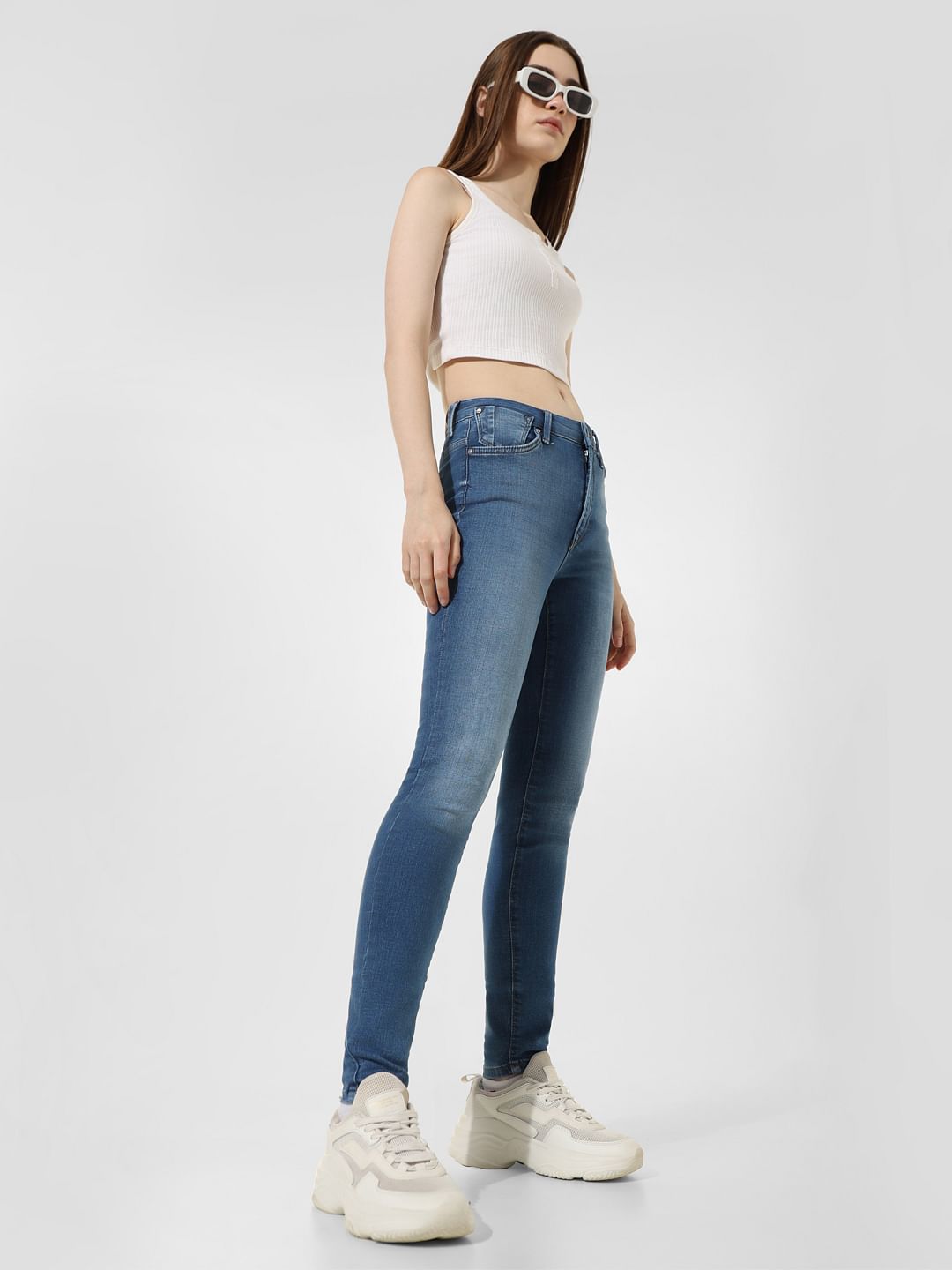 Blue High Rise Super Skinny Jeans
