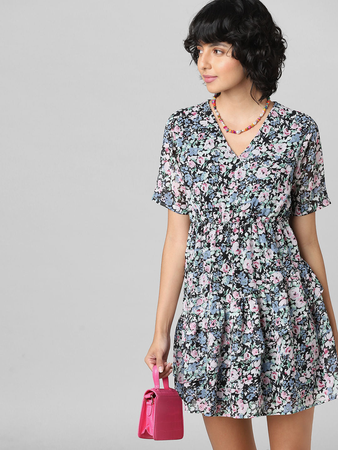 Black Floral Mini Dress